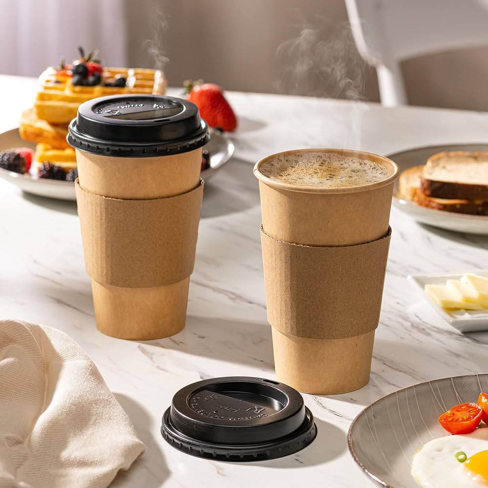 Amazon.com: GUSTO [50 Sets 16 oz. Disposable Kraft Coffee